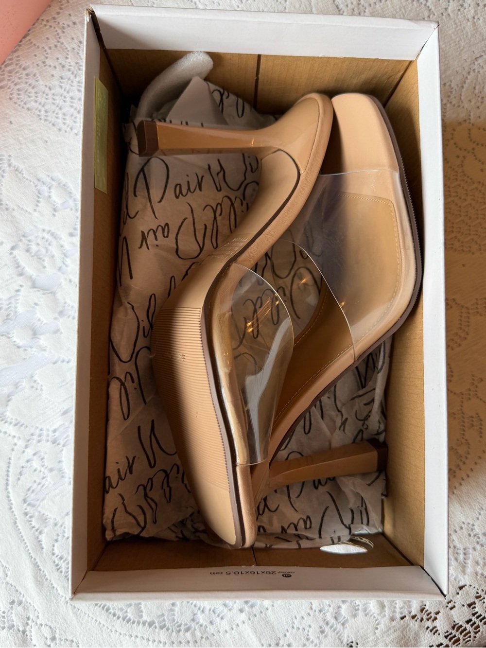 NWT NEW IN BOX Wild Pair Blush Nude Pumps with Clear Vinyl Accent
